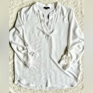Dalia Classic White Split-Neck Blouse Size XL